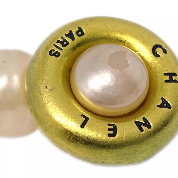 Chanel Cuffs Button Artificial Pearl Gold 94A Small Good 171625 - Picture 4 of 6